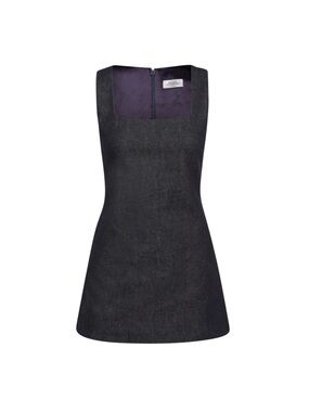 Square-Neck A-Line Mini Dress in denim